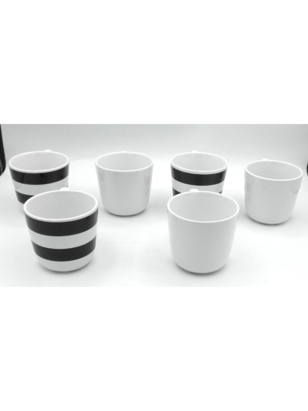 Tickar by IKEA White with Black Dots Stripes Mug Set of 6 Pattern IK TIC - Picture 4 of 10